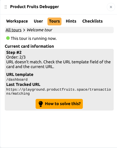 The Product Fruits window showing the Tours tab