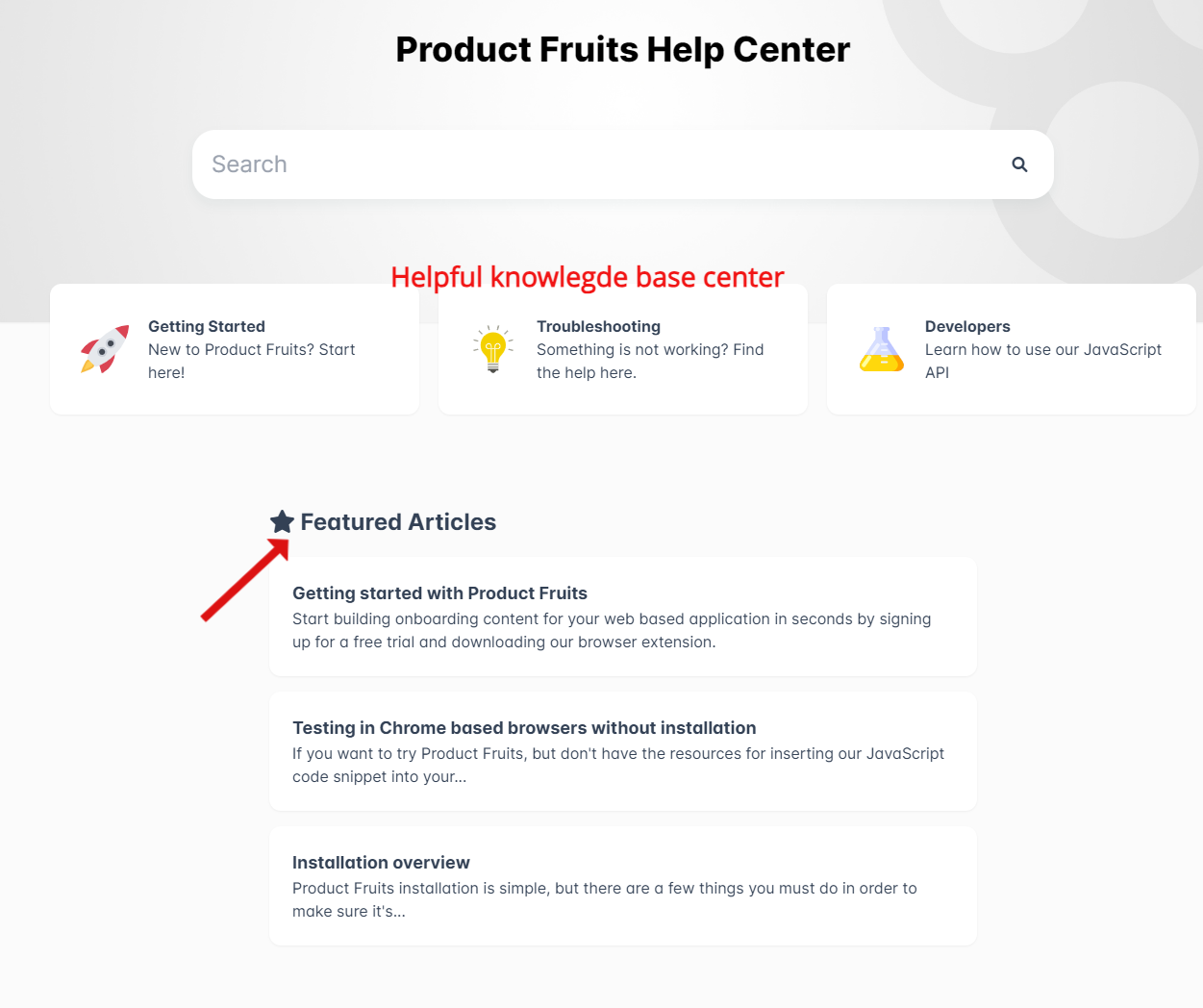 Product Fruits knowledge base center.