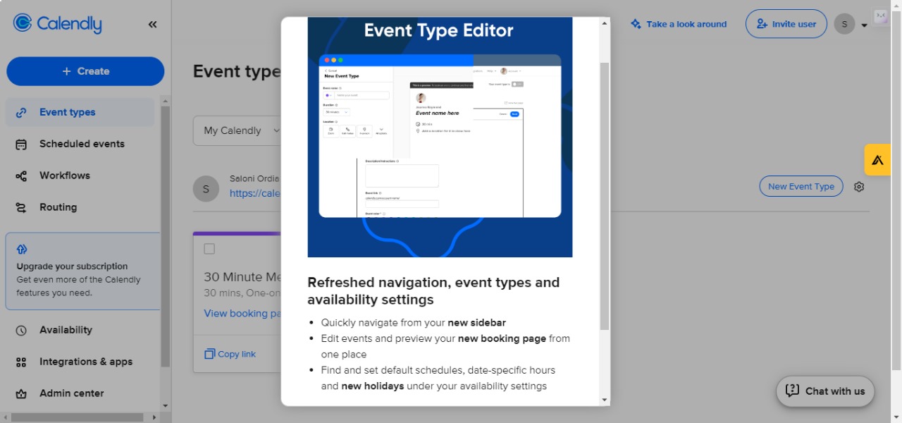 Screenshot of tour from Calendly