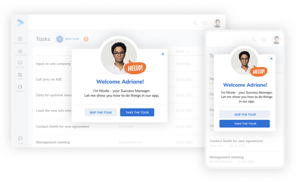 Screenshot of Product Tours product tour features