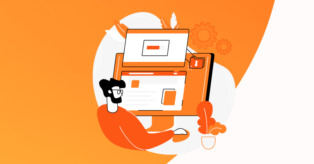 cartoon on computer orange background