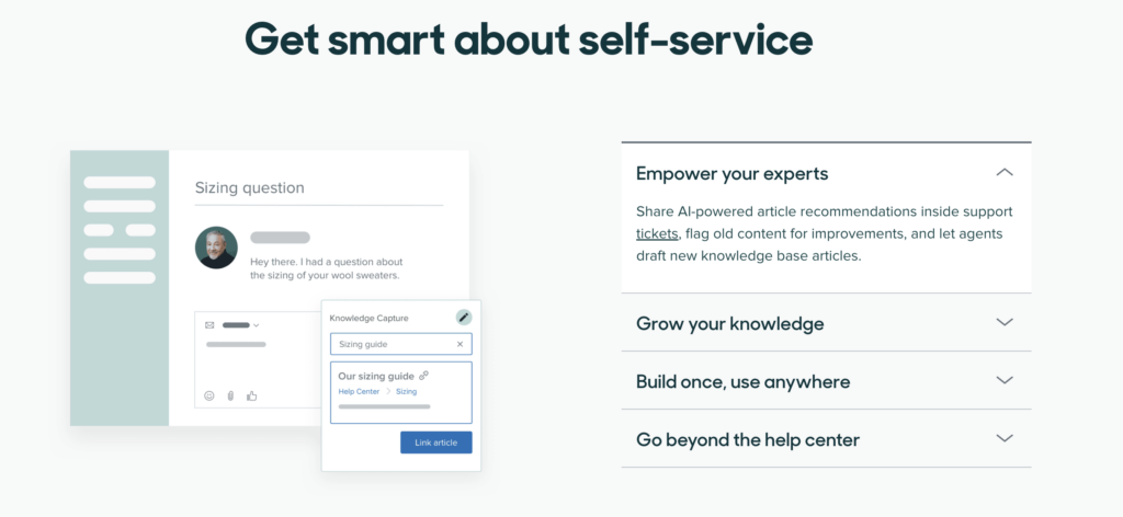 Screenshot of Zendesk help widget
