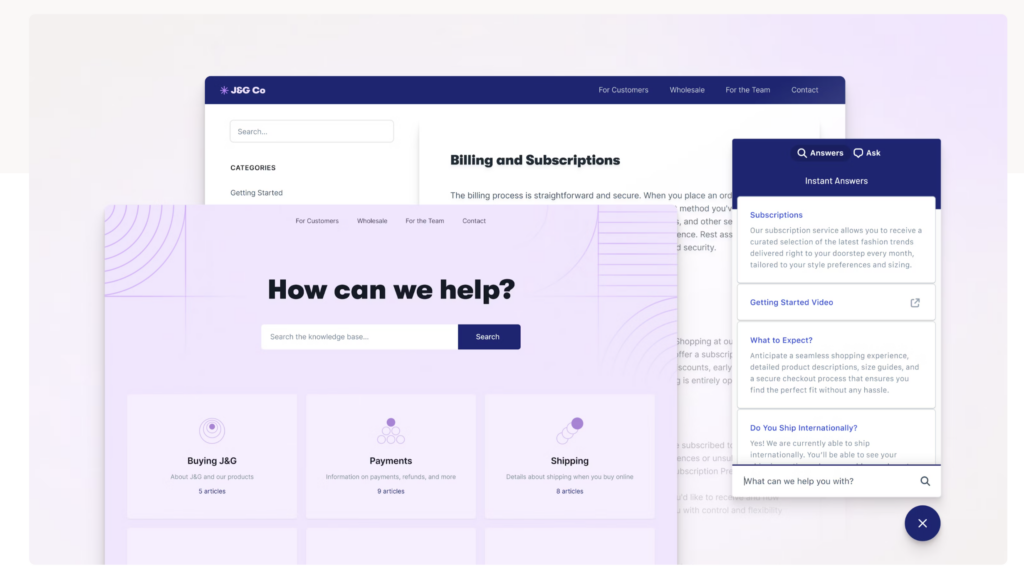 Screenshot of Help Scout help center widget