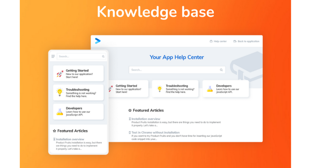 Knowledge base screenshot with orange background