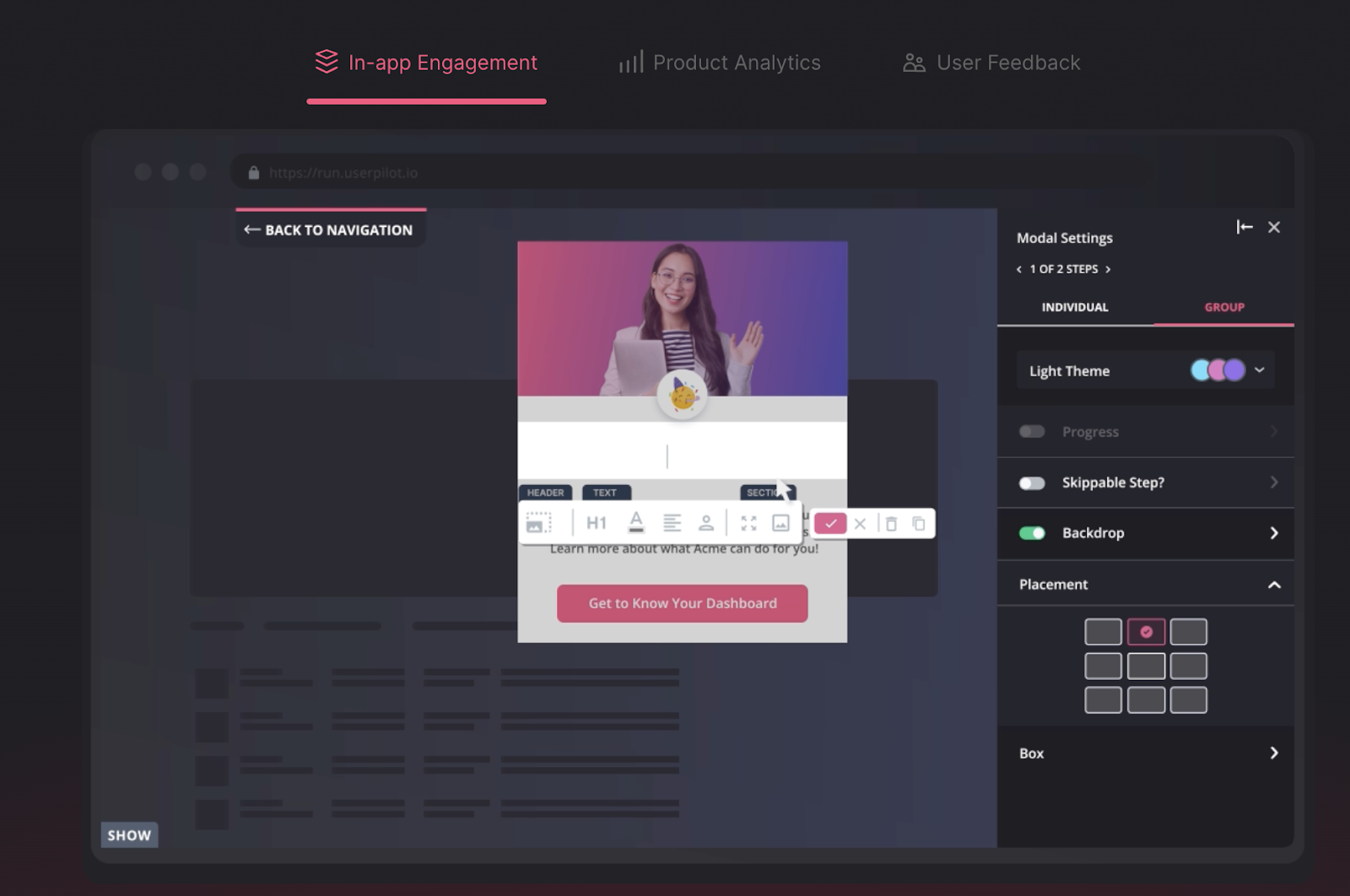screenshot of userpilot