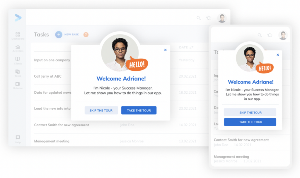Screenshot of Product fruits tour features with an introduction