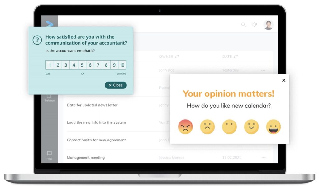 laptop with survey adoption meters added to it