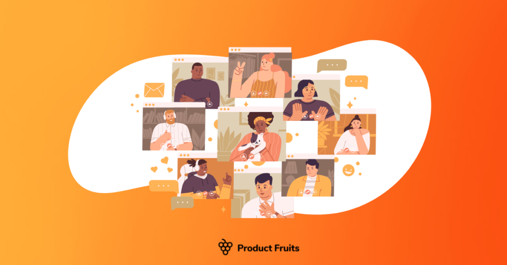 example of cartoon users talking, interacting and engaging in a webinar