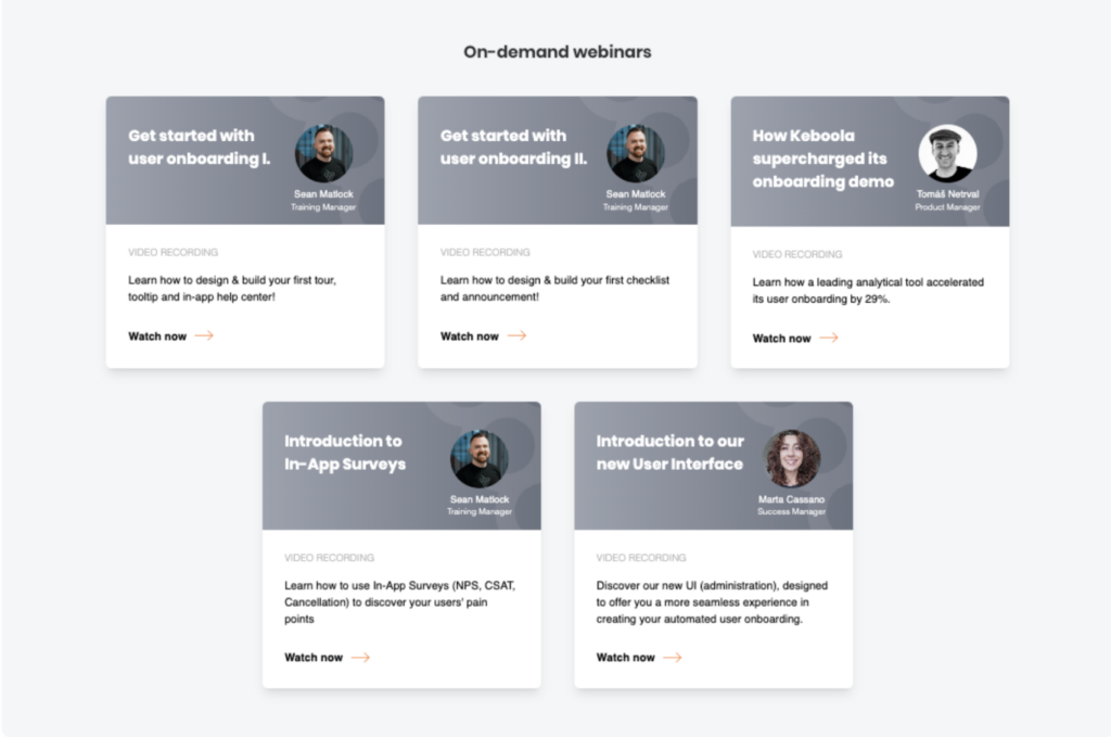 on-demand webinars homepage on Product Fruits