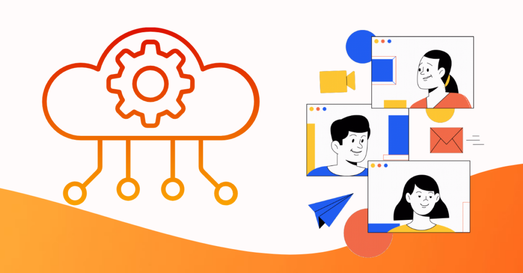 SaaS Personalization cartoon and cloud with different options